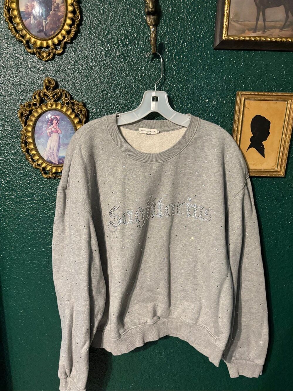 Good American Sagittarius Zodiac Bedazzled Crewneck Sz 4/XL